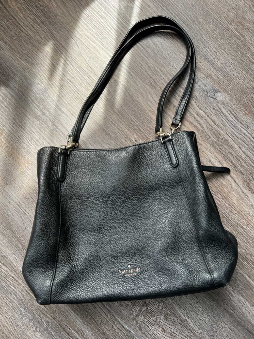 kate spade Black Pebbled Leather Double-Strap Shoulder Bag